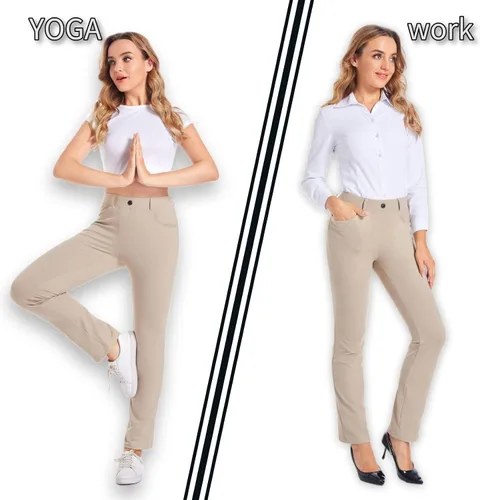 Vista 3 de HARTPOR Women's Yoga Dress Pants Stretchy for Work Office Slacks for Business Casual Pants PetiteRegular with Pockets