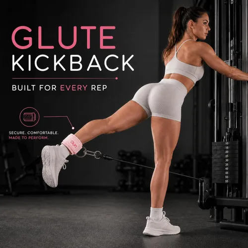 Vista 3 de Ankle Strap for Cable Machine - Padded Neoprene Cuff with Stainless Steel D-Ring for Comfort & Support During Glute Kickbacks, Leg Extensions, Hip