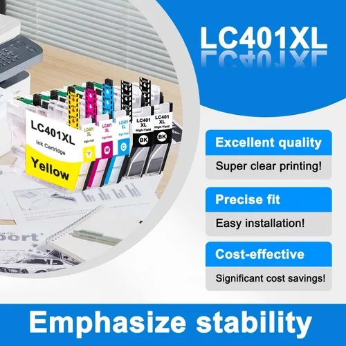 Vista 4 de LC401XL LC401 - Cartuchos de tinta (5 unidades, 2 unidades, negro/cian/magenta/amarillo) cartuchos de tinta compatibles de repuesto para impresora