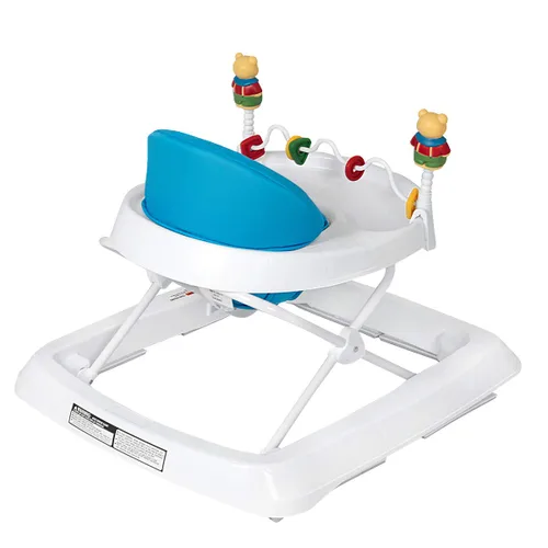 Vista 8 de BABY JOY Andador de bebé plegable, andador de actividades con altura ajustable, bandeja grande y juguetes removibles, andador de bebé con ruedas Azul
