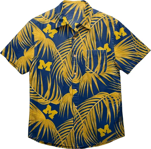 Vista 28 de FOCO NCAA Mens NCAA College Team Logo Floral Tropical Hawaiian Button Up Shirt
