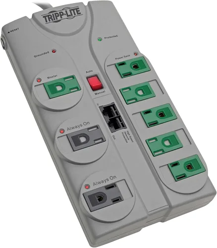 Vista 13 de Barra de contactos protectora de sobretensión de Tripp Lite. 7 tomacorrientes + control de tomacorrientes Valor no encontrado Gris
