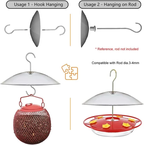 Vista 9 de 8" Mini Cubierta contra la Lluvia para Alimentador/Casa de Aves - Naranja Amarillo Pequeña Protección Cúpula Contra Lluvia/Nieve/Sol - Diámetro 20CM