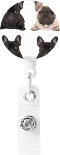 Vista 11 de Carrete de insignia con clip para cinturón, llavero retráctil para enfermera, bulldogs ingleses, clip de identificación para mujeres y hombres