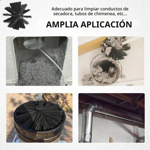 Vista 6 de Cabezal de cepillo limpiador de ventilación de secadora de 6 pulgadas, cepillo de limpieza de conductos con eje hexagonal de 3/8 pulgadas