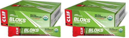 Vista 17 de CLIF BLOKS - Sabor sandía salada con 2X sodio - Masticables energéticos - Sin OGM - A base de plantas - Combustible rápido para ciclismo y correr
