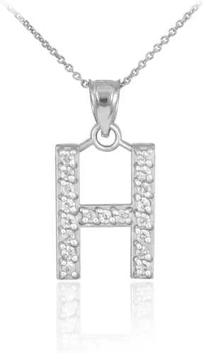 Vista 42 de Claddagh Gold . Collar con colgante de letra inicial de plata de ley 925 con circonita cúbica - Elección de tamaños