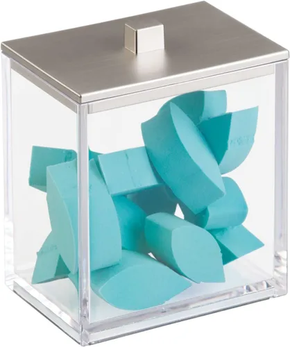 Vista 7 de MDesign Moderna encimera cuadrada de tocador de baño tarro recipiente organizador para hisopos de algodón, bolas de algodón, esponjas