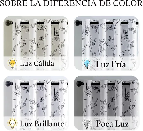 Vista 8 de ChrisDowa Cortinas florales 100% opacas de 63 pulgadas de largo, 2 paneles para dormitorio, sala de estar, estampado de flores negras