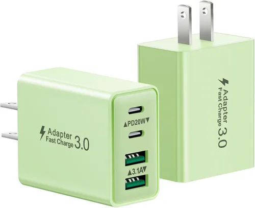 Vista 20 de Bloque de carga USB C, cargador de pared USB C de 40 W, adaptador de corriente PD de doble puerto, enchufe de pared QC USB C, bloque de carga rápida