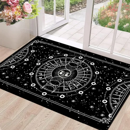 Vista 17 de Alfombra de Sol y Luna Boho Alfombras de Área Celestiales para Dormitorio Residencia Universitaria Sala de Estar Bohemia Oculta Creciente Solar