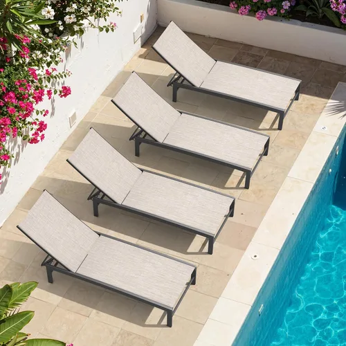 Vista 18 de Chaise Lounge Outdoor Pool Lounge Juego de 2 sillas de bronceado (beige)