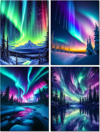 Vista 14 de Muzagroo Art Paquete de 4 Kits de Pinturas de Diamantes para Adultos Arte de Diamantes 5D DIY con Diamantes Redondos de Perforación Completa
