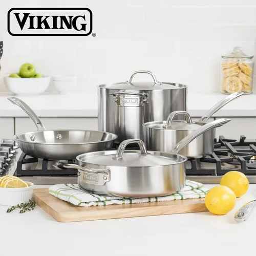 Vista 6 de Viking Culinary Professional - Sartén de acero inoxidable de 5 capas, 3.4 cuartos de galón, plata (4015-1034CS)