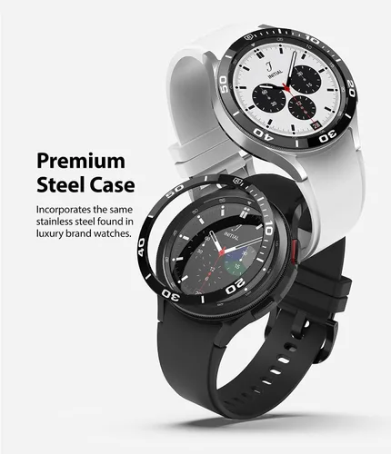 Vista 3 de Ringke - Funda clásica para Samsung Galaxy Watch 4 de 1.811 in [estilo bisel 46-02] Negro (46-02)