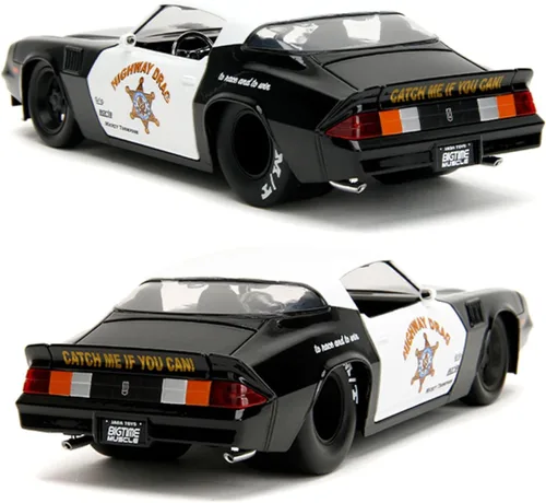 Vista 3 de Jada Big Time Muscle 1:24 1979 Chevy Camaro Z28 - Auto fundido a presión, juguetes para niños y adultos (colores policiales)
