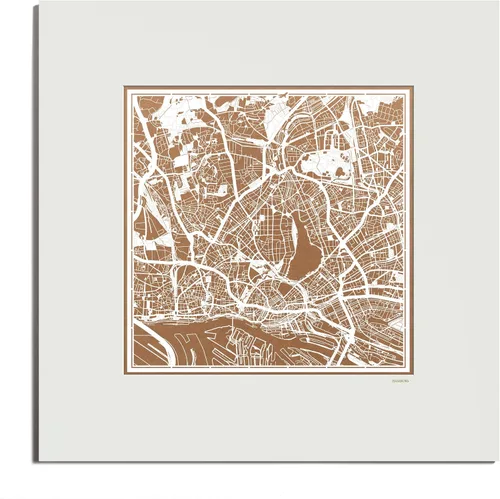 Vista 104 de O3 Design Studio Mapa de corte de papel de París, color negro mate, 20 x 20 pulgadas, arte en papel