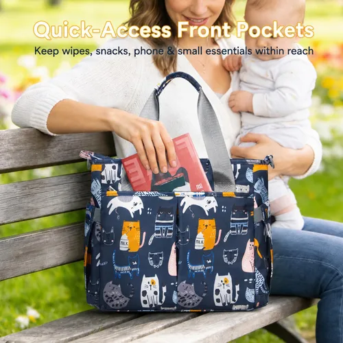 Vista 4 de Bolsa de pañales de viaje mediana para mamá y papá Cat Paradise