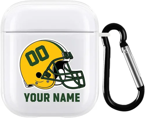 Vista 29 de Funda de casco de fútbol con nombre y número para Apple AirPods de 2ª y 1ª generación, regalo personalizado para fanáticos de los deportes de Arizona