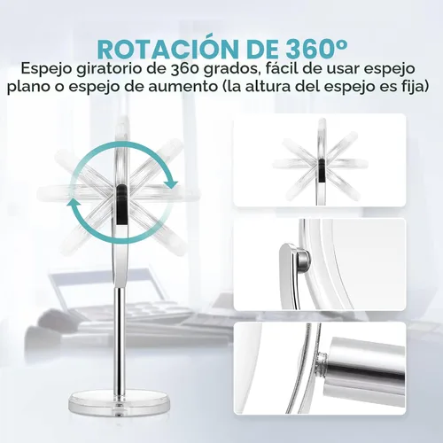 Vista 3 de MIYADIVA Espejo de maquillaje con aumento de 20X, espejo de aumento de doble cara 1X y 20X con soporte, espejo de tocador con aumento de mesa