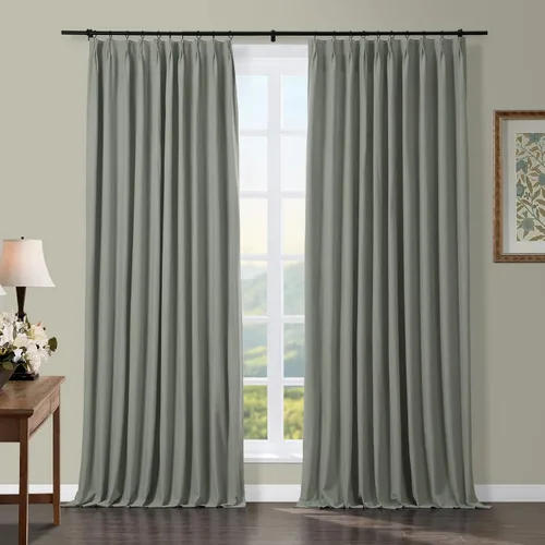 Vista 8 de TWOPAGES Cortina opaca plisada de algodón pesado con aislamiento térmico de 84 pulgadas de largo, para dormitorio y sala de estar, 1 panel, 52