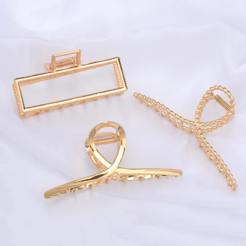 Vista 7 de Parcce Paquete de 4 Pinzas Grandes de Metal para Cabello de Rizado Fino a Grueso, Pinzas Grandes de Color Dorado Antideslizantes de 4.3 Pulgadas