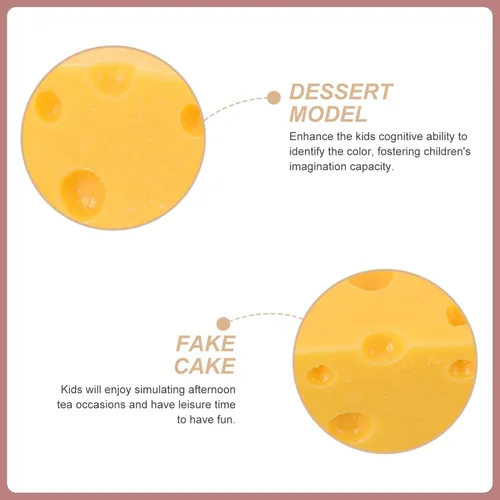Vista 2 de SOLUSTRE Prop - Queso falso triángulo, modelo de queso de 2.55 pulgadas, alimentos artificiales para panadería, comida de juego para niños, juego