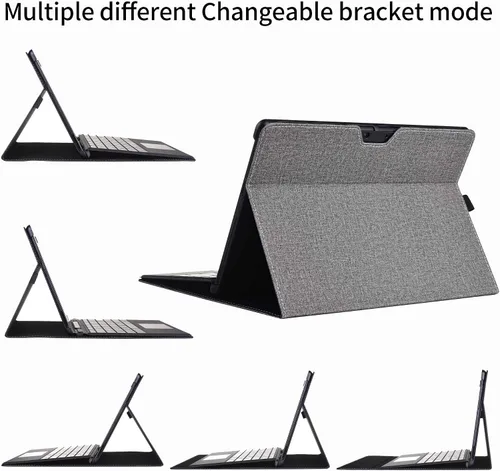 Vista 4 de Funda para Surface Pro 8 de 13 pulgadas 2021, compatible con teclado tipo y soporte, funda de piel sintética de alta calidad con múltiples ángulos