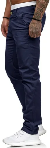 Vista 3 de HUNGSON Mens Chinos Slim Fit Stretch Flat-Front Skinny Dress Pants