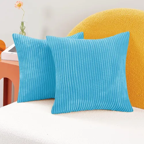 Vista 14 de Deconovo Fundas de Almohada Decorativas de Pana, Juego de 2 Fundas de Cojín Decorativas Suaves, Lavables a Máquina con Textura para Sofá, Sillón