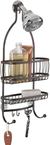 Vista 5 de iDesign 61971 York Lyra - Organizador colgante para ducha, 10 x 4 x 22 pulgadas, bronce