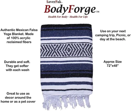 Vista 2 de $averPak BodyForge auténtica manta de yoga mexicana falsa (azul/negro/blanco)