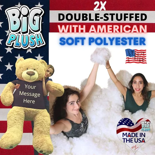 Vista 3 de Big Plush Animal de peluche personalizado, oso de peluche gigante de 5 pies de alto, personaliza tu texto impreso en la camiseta del oso