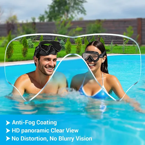 Vista 5 de Gafas de natación para adultos, hombres y mujeres, con cubierta de nariz, vidrio templado de 180°, visión clara, máscara de piscina, gafas de buceo