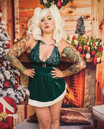 Vista 4 de Avidlove Lencería de Navidad para mujer, conjunto de lencería de Papá Noel, sexy, babydoll de terciopelo, vestido de lencería traviesa S-XXL