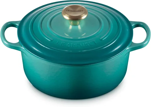 Vista 45 de Le Creuset Horno holandés redondo Signature de hierro fundido esmaltado, 4.5 cuartos de galón., Artichaut