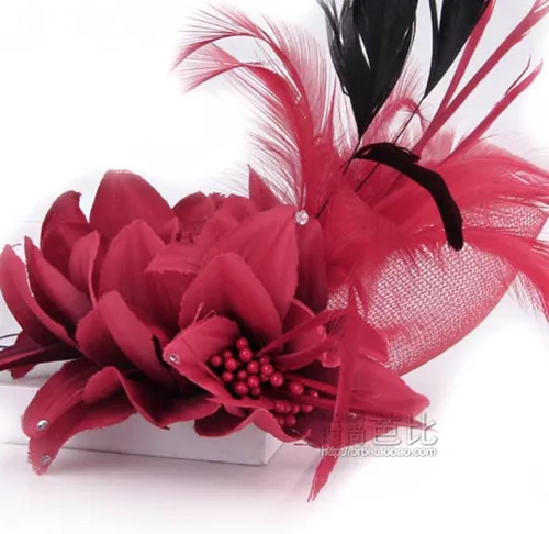 Vista 4 de Elegante broche de flores para mujer, con plumas, bodas, fiestas, bailes, banquetes, tocados, horquillas para el cabello, sombrero, solapa, chal