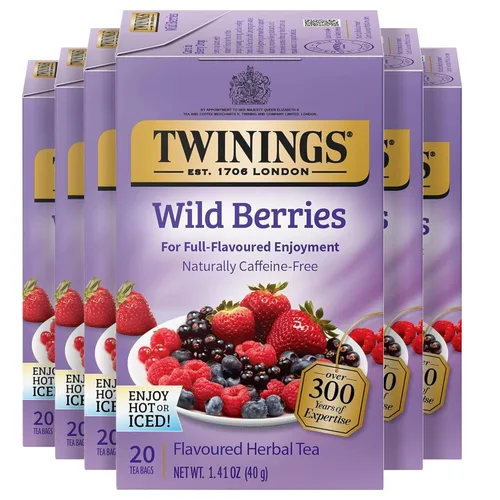 Vista 67 de Twinings Bolsas de té negro Blackcurrant Breeze envueltas individualmente, 20 unidades (paquete de 1), dulce, sabor picante, con cafeína, disfruta