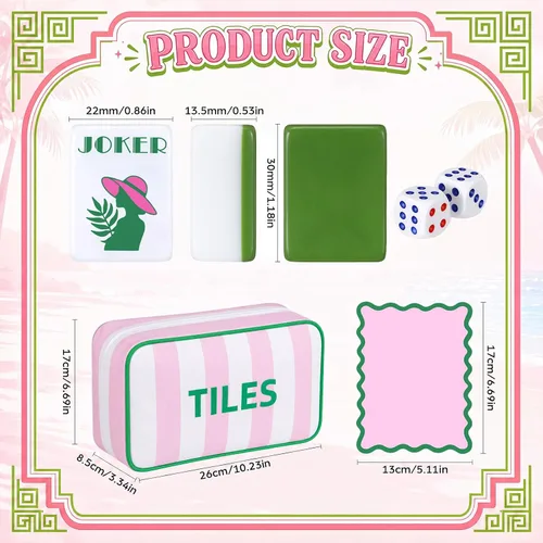 Vista 2 de Beeveer 166 American Mahjong Tile Set Hawaiian Beach Costal Mahjong Set