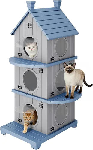Vista 19 de Casa para gatos al aire libre, resistente a la intemperie, casas de resina duradera para gatos interiores y exteriores, refugio para gatos al aire