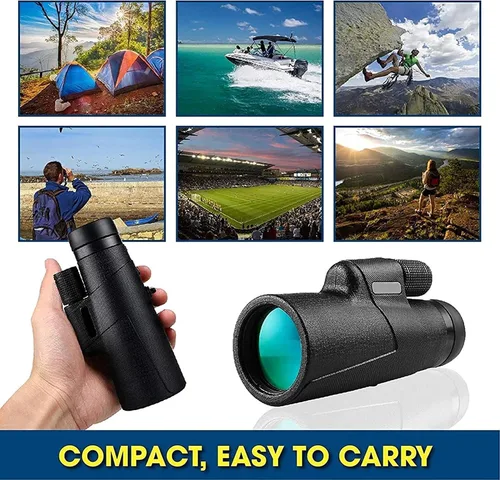 Vista 2 de Nuevo monóculo impermeable, telescopio monocular de alta definición de 12 x 50 con trípode y adaptador para teléfono inteligente - prisma BAK4
