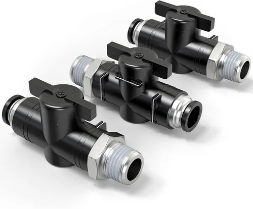 Vista 20 de TAILONZ PNEUMATIC BVU-1/2 OD Válvula de bola de control de flujo de aire Válvula de empuje para conectar accesorio (paquete de 1)