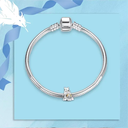 Vista 96 de Dijes de plata de ley 925 de dibujos animados de pato, ratón, oso, elefante, dragón chino, cuentas colgantes para pulseras y collares, joyería