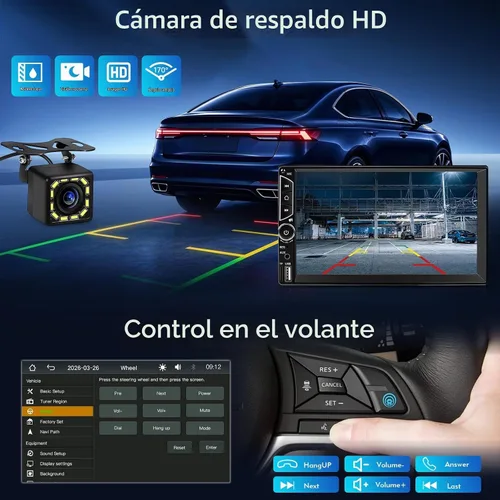 Vista 6 de Estéreo de Auto Doble DIN con Apple CarPlay Inalámbrico, Android Auto Inalámbrico, Pantalla Táctil HD de 7 Pulgadas, Radio de Coche con Bluetooth