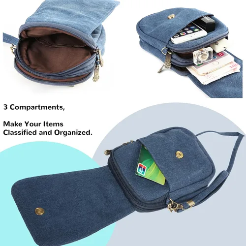 Vista 5 de Goodhan Bolsa cruzada de lona bordada para teléfono celular, monedero para mujer