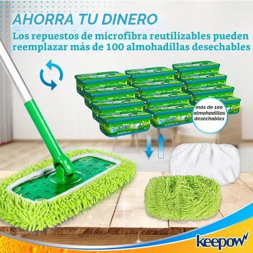 Vista 8 de KEEPOW Almohadillas de microfibra reutilizables compatibles con Swiffer