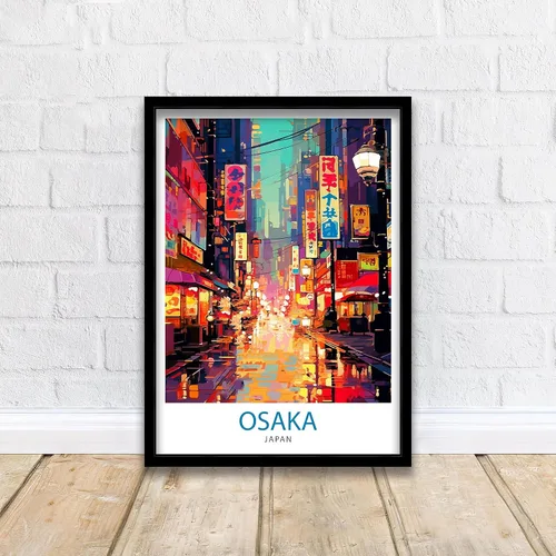 Vista 4 de Osaka Japón Viajes Impresión Osaka Decoración de pared Osaka Paisaje urbano Póster Japón Viajes Impresiones Osaka Impresión Arte Osaka Ilustración