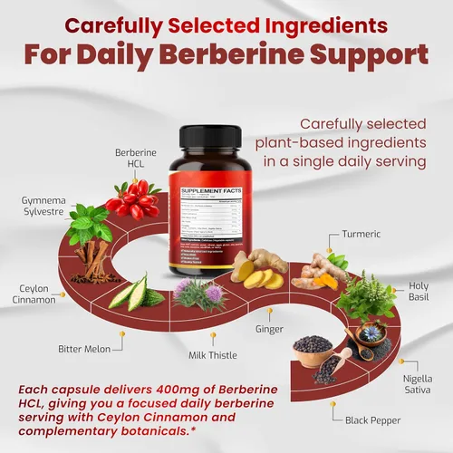 Vista 2 de VEGATOT GlucoSavior - Suplemento de Berberina con Canela de Ceilán, Melón Amargo, Gymnema - Apoya la Inmunidad, la Salud del Corazón y la Función