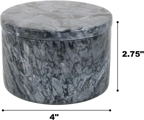 Vista 5 de HillSpring Bodega de sal de mármol con tapa y cuchara de madera, caja de hierbas de pimienta hecha a mano de 4 pulgadas, contenedor de Negro