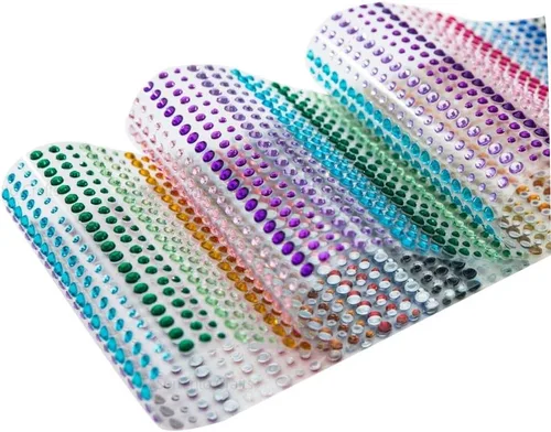 Vista 6 de 900 piezas de 0.118 in, 0.157 in, 0.197 in, multicolor, con diamantes de imitación, lámina autoadhesiva
